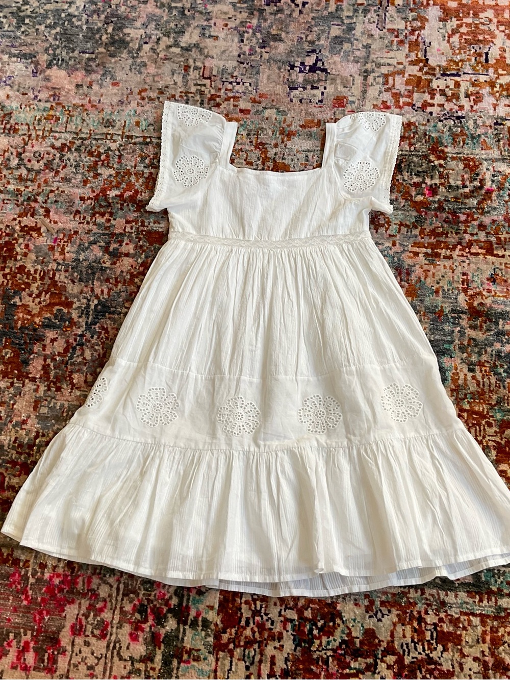 Primark White Eyelet Tiered Cotton Dress for Girls